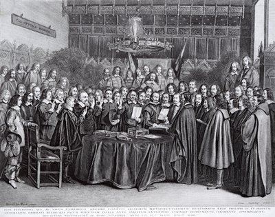 Der Schwur des Ratifizierungsvertrags von Westfalen in Münster, 24. Oktober 1648 von Gerard ter Borch